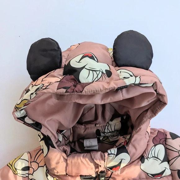 Baby Girls H&M Minnie Mouse Patterned Puffer Jacket - Picture 3 of 10